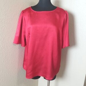 Red Textured Short Sleeve Blouse